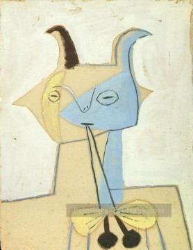 Faune jaune et bleu jouant de la diaule 1946 Cubisme Peinture à l'huile